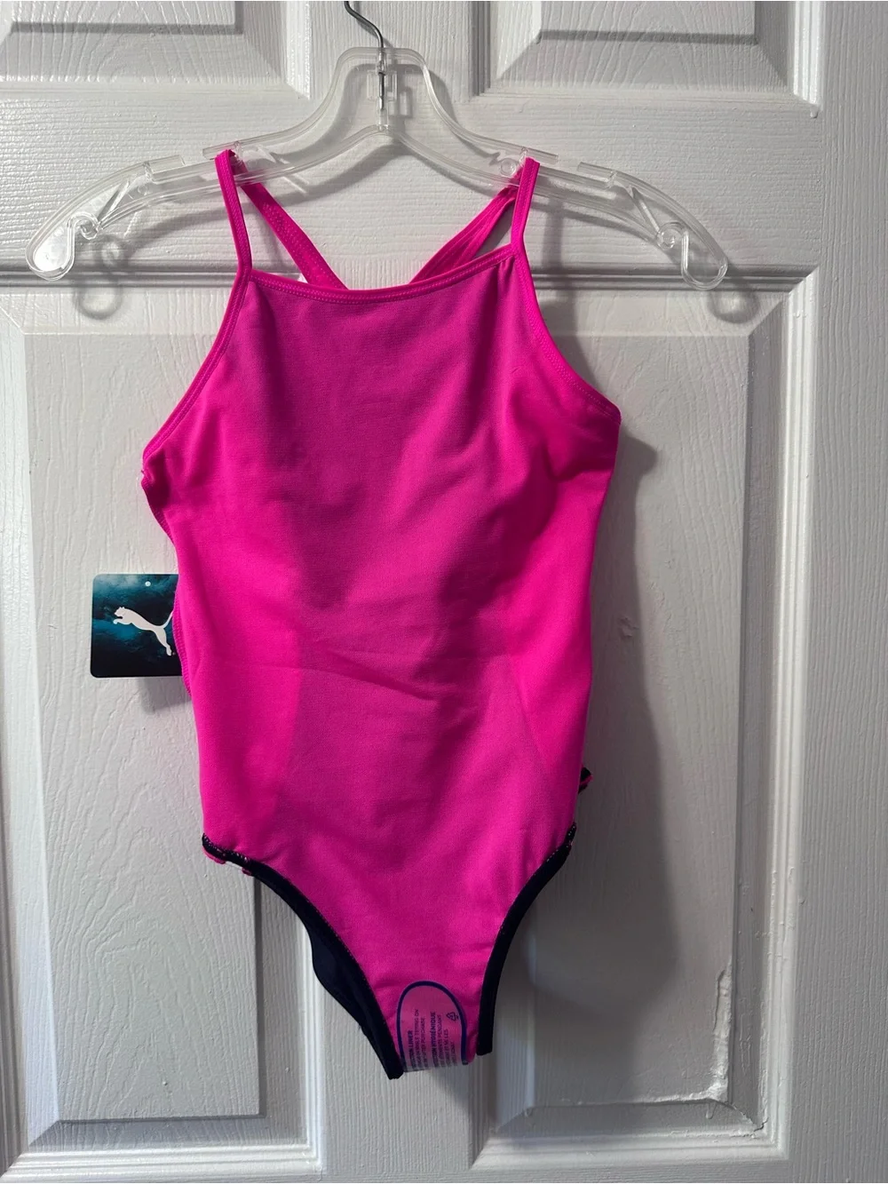 Puma Navy, Hot Pink & White Girls' One-Piece Swimsuit